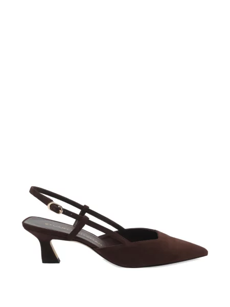 Pantofi cu toc Stuart Weitzman din piele de căprioară slingback maro