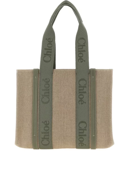 Geantă shopper Chloé Woody din piele