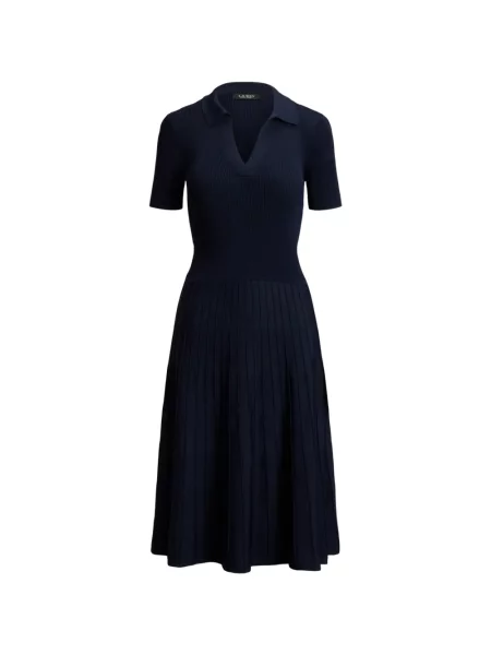 Scurt rochie midi Lauren Ralph Lauren tricotate albastru