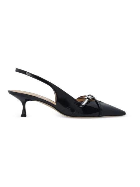 Czółenka Stuart Weitzman skórzana z otwartą piętą niebieska