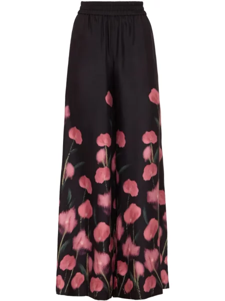 Pantaloni La Doublej cu model floral cu imagine negru