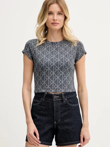 Calvin Klein Jeans crop top pentru femei din cu gri