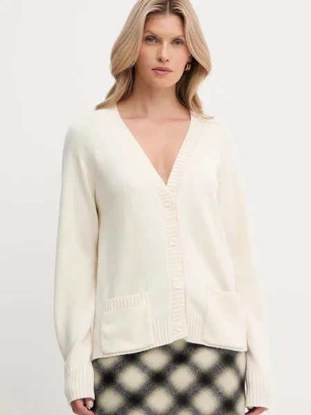 Silvian Heach kardigan z domieszką wełny MATHIS beżowy