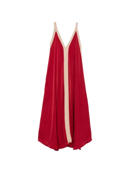 Rochie maxi Moutaki fără mâneci cu decolteu în V roșu