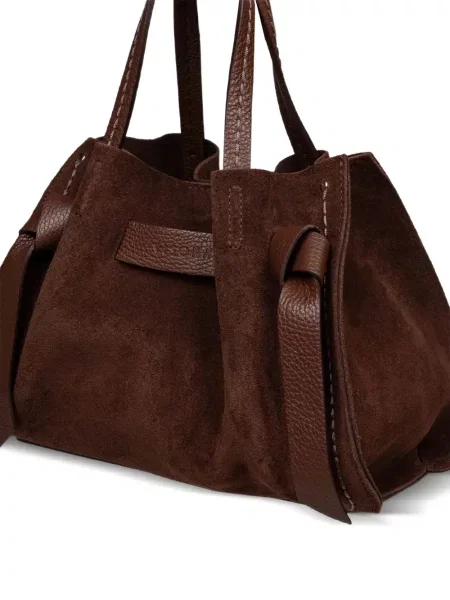 Geantă shopper Visona` din piele de căprioară maro
