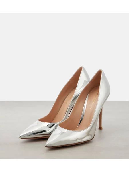 Pantofi cu toc Gianvito Rossi din piele argintiu