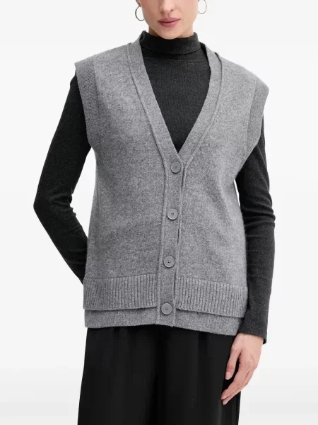 Cardigan Sisley cu decolteu în V gri