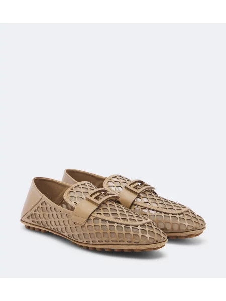 Pantofi loafer Fendi din piele bej