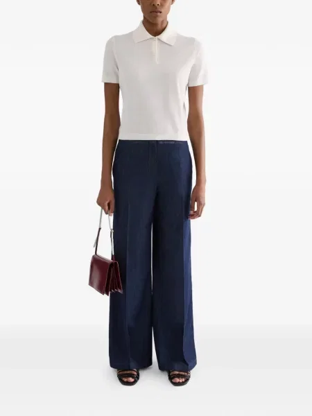 Tricou polo Jil Sander de lână alb