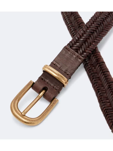 Cu centură curea Brunello Cucinelli din piele maro