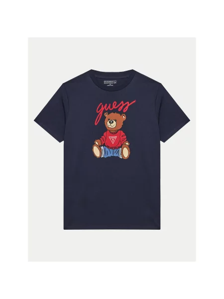 Guess T-Shirt Σκούρο Regular Fit μπλε