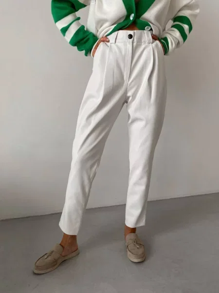 Штани повсякденні Milirud штучна шкіра білий