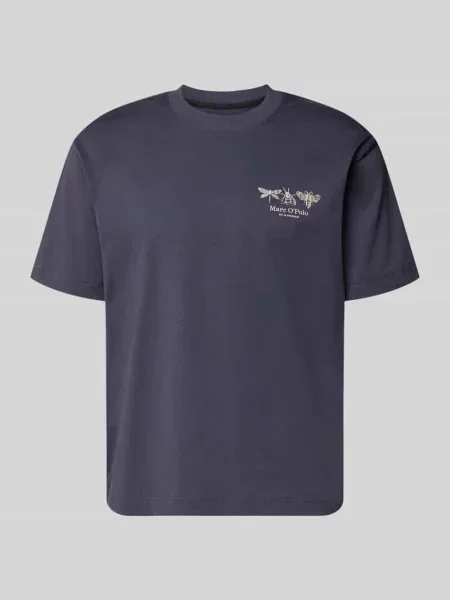 T-shirt o kroju relaxed fit z czystej bawełny Marc O'polo niebieska