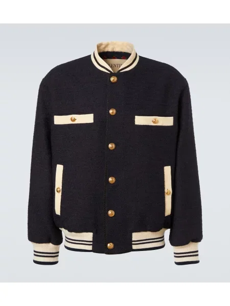 Яке тип бомбър Valentino от туид синьо