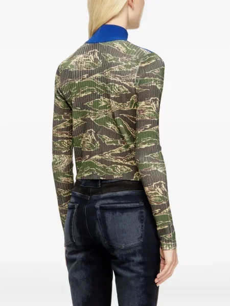 Pulover Diesel cu imagine cu dungi de tigru albastru