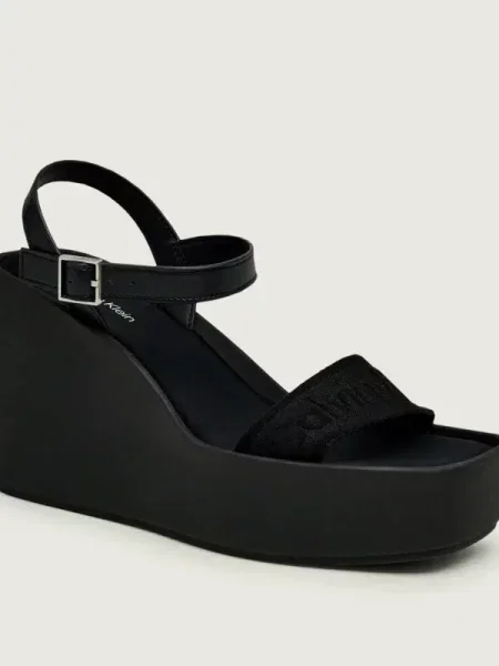 Sandale Calvin Klein Wedge 70 Sndl Webbing Lth negru