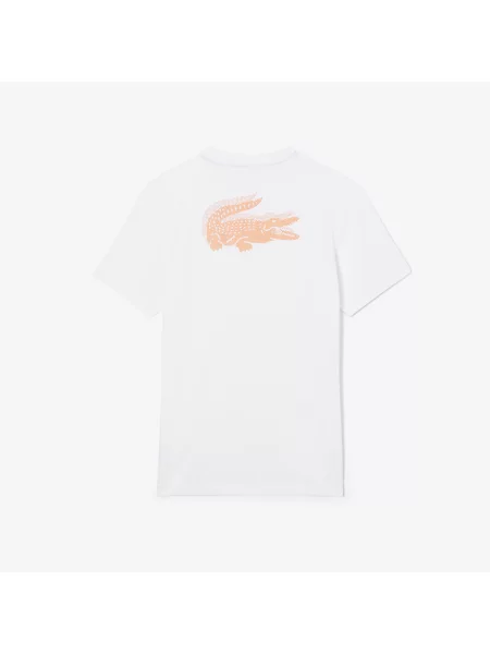 Lacoste Sportowy T-Shirt Ultra Dry Z Grafiką Krokodyla biały