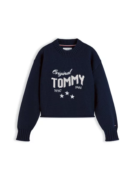 TOMMY HILFIGER Pulover bleumarin alb
