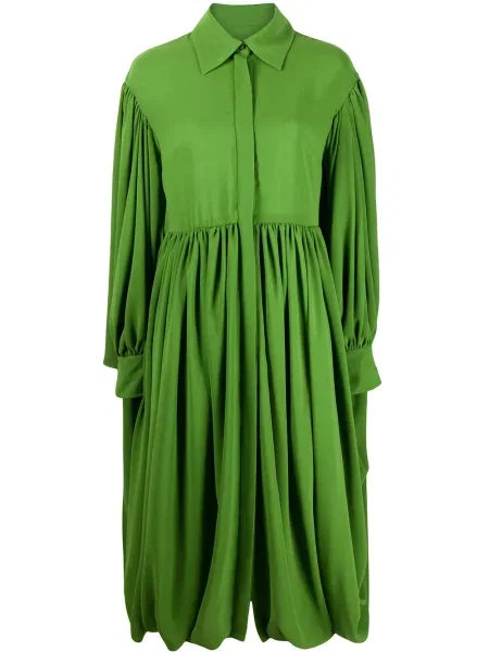 Rochie tip cămașă Valentino Garavani plisată de costum verde