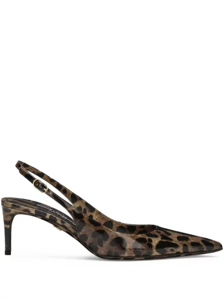 Leopardí lodičky Dolce & Gabbana s potiskem s otevřenou patou hnědé