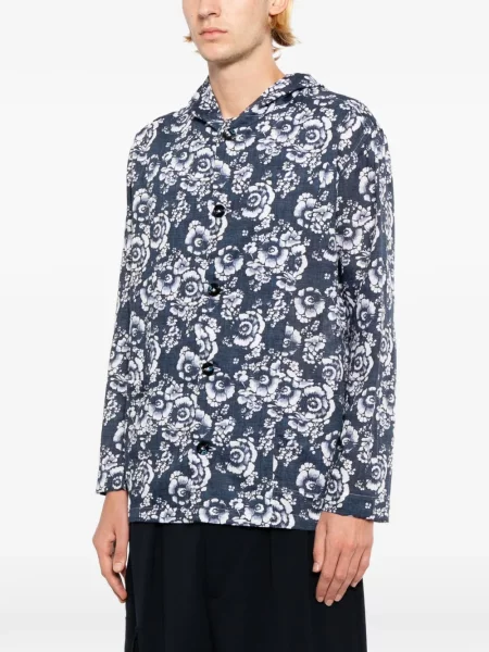 Cămașă Kiton cu model floral cu imagine albastru