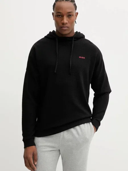 Geacă Hugo Bodywear cu glugă negru