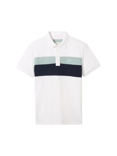 TOM TAILOR Tricou albastru marin / cyan alb