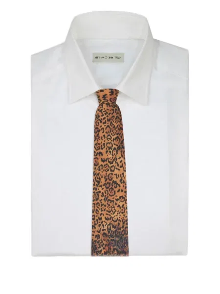 Cravată Etro cu imprimeu animal print maro