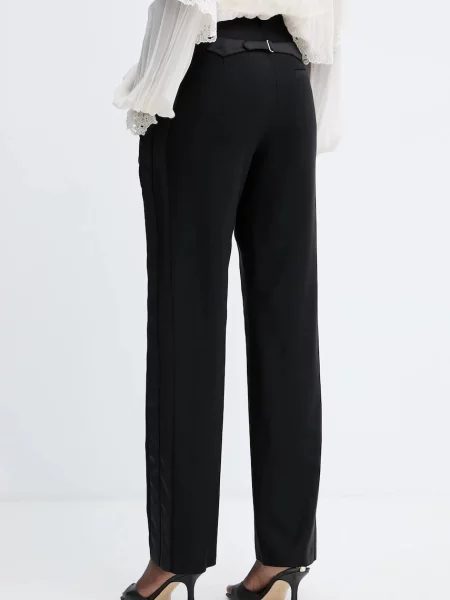 Kalhoty s příměsí vlny Twinset high waist černá