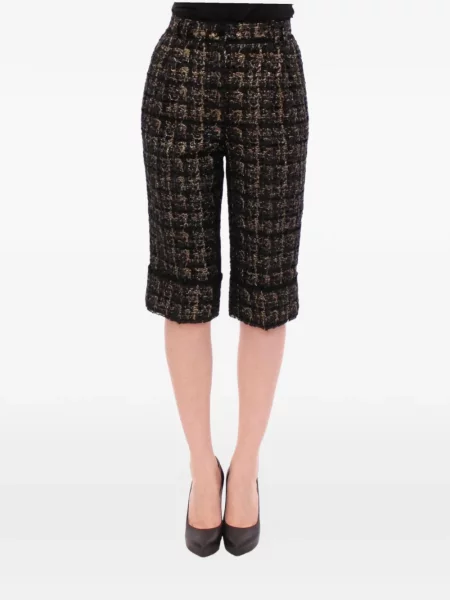 Pantaloni scurți Dolce & Gabbana cu franjuri tricotate negru