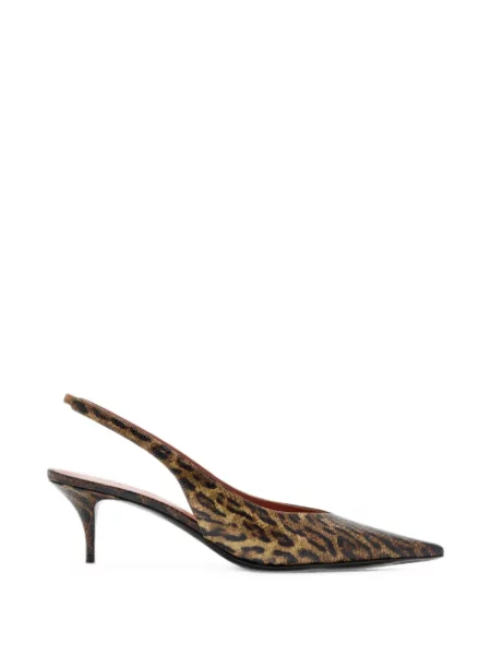 Pantofi cu toc Amina Muaddi cu imagine cu model leopard maro