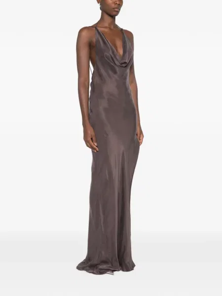 Rochie maxi The Andamane cu spatele deschis maro