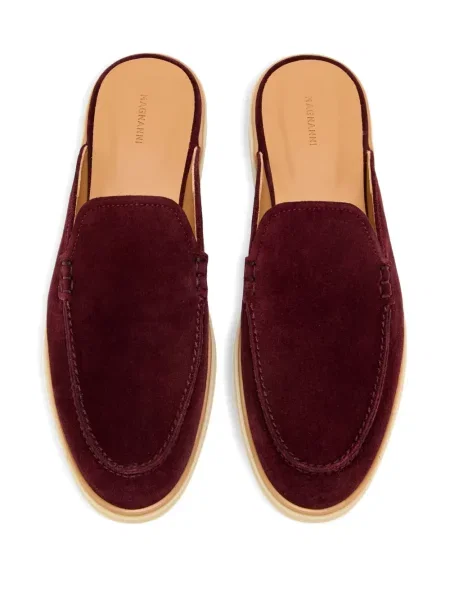 Papuci tip mules Magnanni din piele de căprioară fără toc roșu