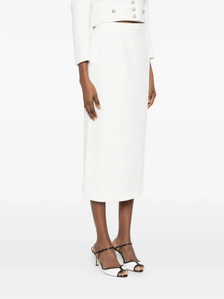 Midi sukně Alessandra Rich s flitry po kolena bílé