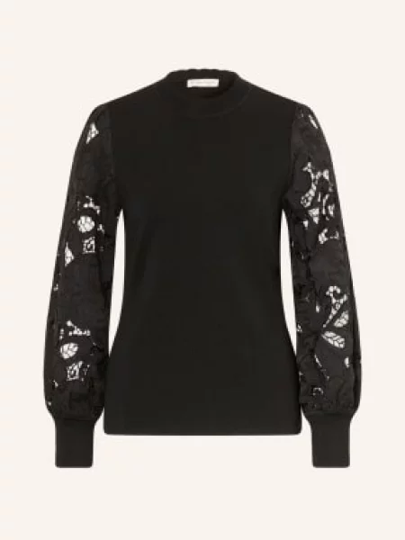 Phase Eight Sweter Harriet Z Ażurową Koronką schwarz czarny