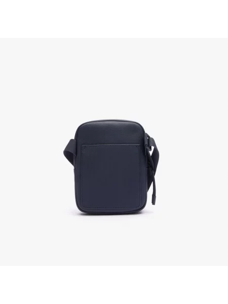 Lacoste Mała Płaska Torba Crossbody Z Powlekanego Płótna granatowa
