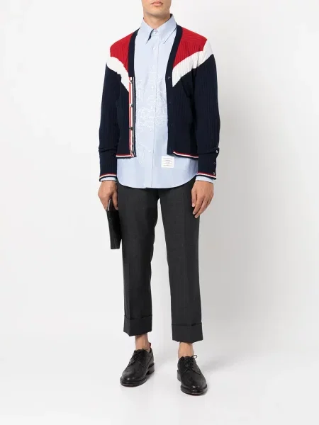 Gėlėta ilgas marškiniai Thom Browne mėlyna