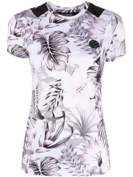 Top Plein Sport cu model floral alb