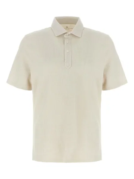 Krátké polotričko Brunello Cucinelli s krátkými rukávy bílé