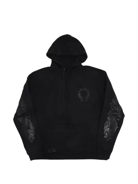 Hanorac cu glugă Chrome Hearts cu model floral cu imagine negru