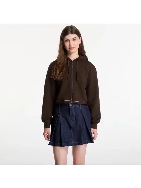 Sweatshirt Calvin Klein Jeans Ls Terry Logo Waist Cropped Fz Hoodie Dark Coffee L