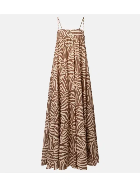 Maksi sukienka maxi Zimmermann z nadrukiem garniturowa brązowa