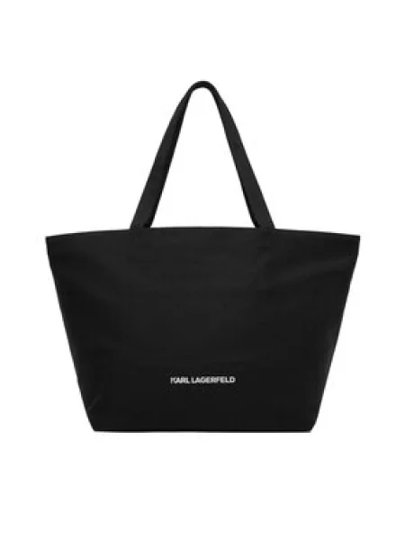 Karl Lagerfeld Pirkinių krepšys ESSENTIAL juoda / sidabrinė balta