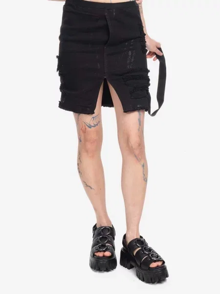 Rick Owens spódnica jeansowa mini ołówkowa czarny