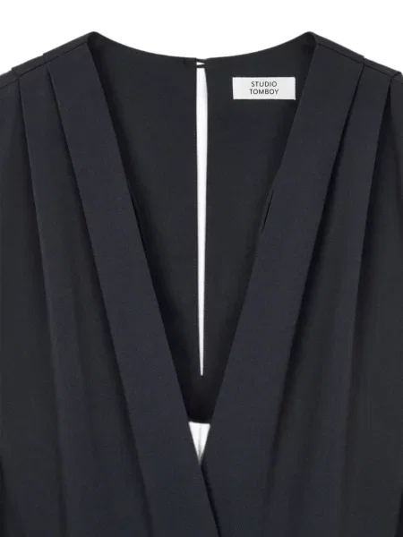 Rochie midi Tomboy cu decolteu în V cu cordon gri