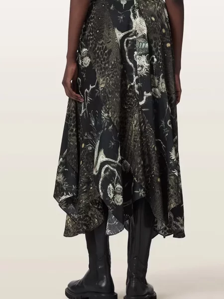 AllSaints fustă asimetrică ARLEEN negru