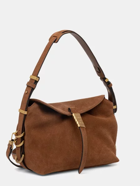 Pinko Geantă pe umăr SADDLE MINI | piele întoarsă maro