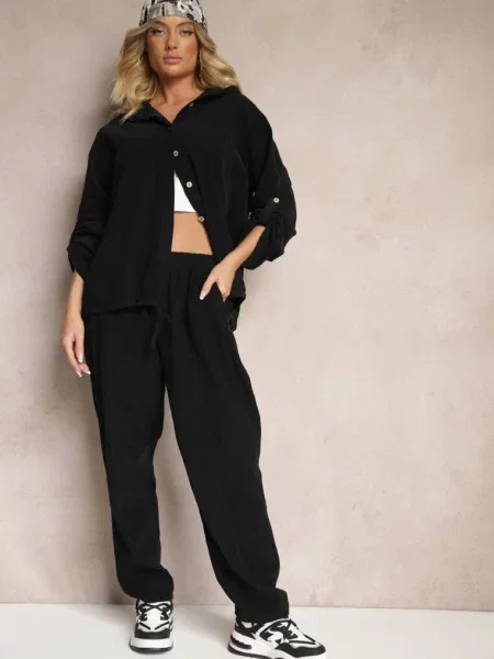 Spodnie High Waist w Klasycznym Stylu Arivora czarne
