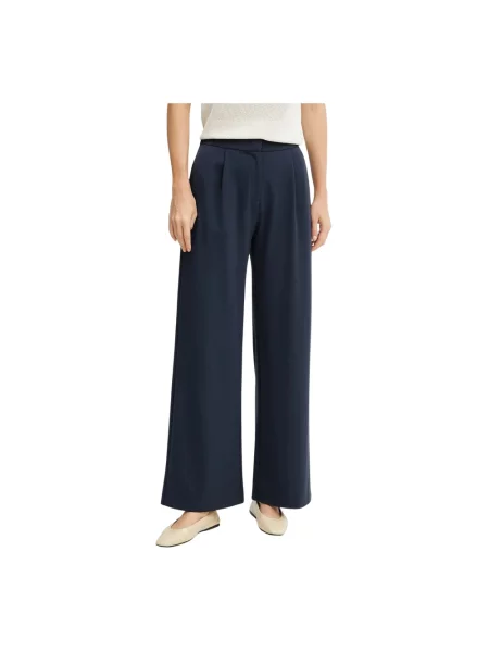 Patrizia Pepe spodnie granatowy szerokie high waist niebieskie