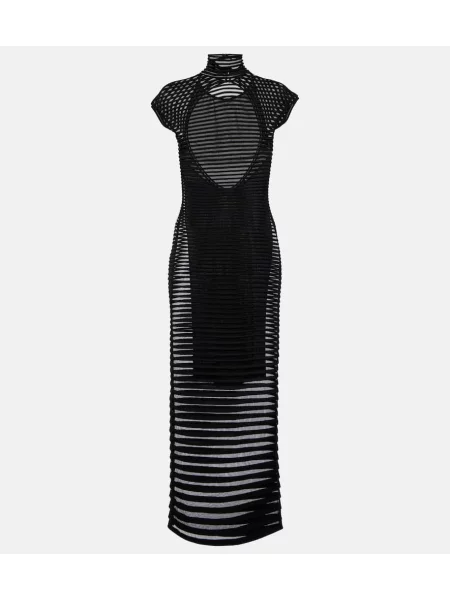 Rochie maxi Alaïa din jerseu de costum negru